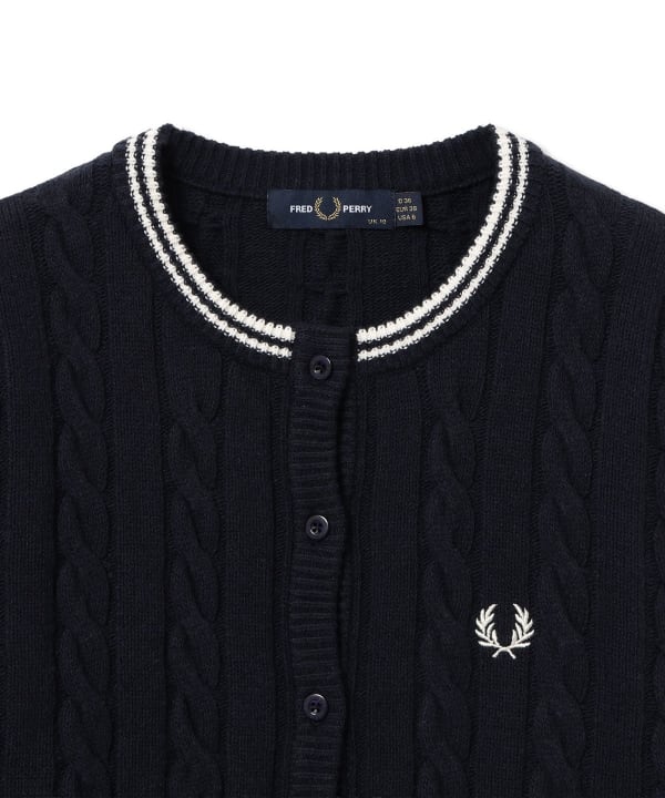 【+10%ポイントUP】【別注】FRED PERRY / ケーブル ニット カーディガン