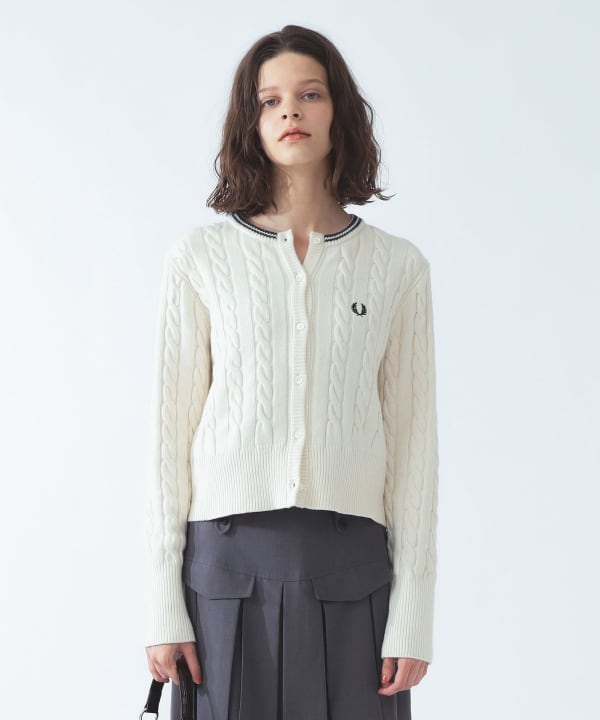 【+10%ポイントUP】【別注】FRED PERRY / ケーブル ニット カーディガン