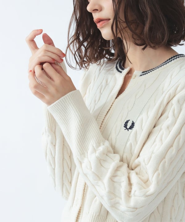 【+10%ポイントUP】【別注】FRED PERRY / ケーブル ニット カーディガン