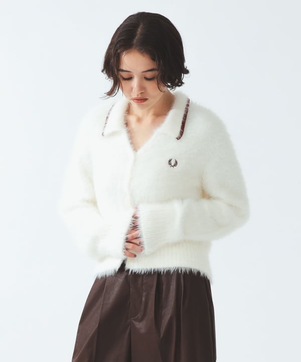 【+10%ポイントUP】【別注】FRED PERRY / フラッフィー ニット カーディガン
