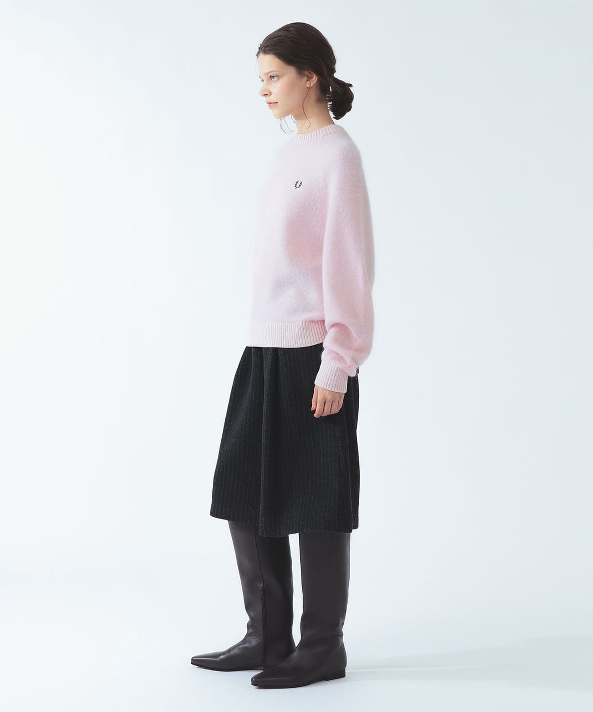 【極美品】ビームスジャパン ヘンリーネック クルーネック 2枚セット ピンク 0 BEAMS SELECTION for WOMEN（ビームス セレクション for ウィメン