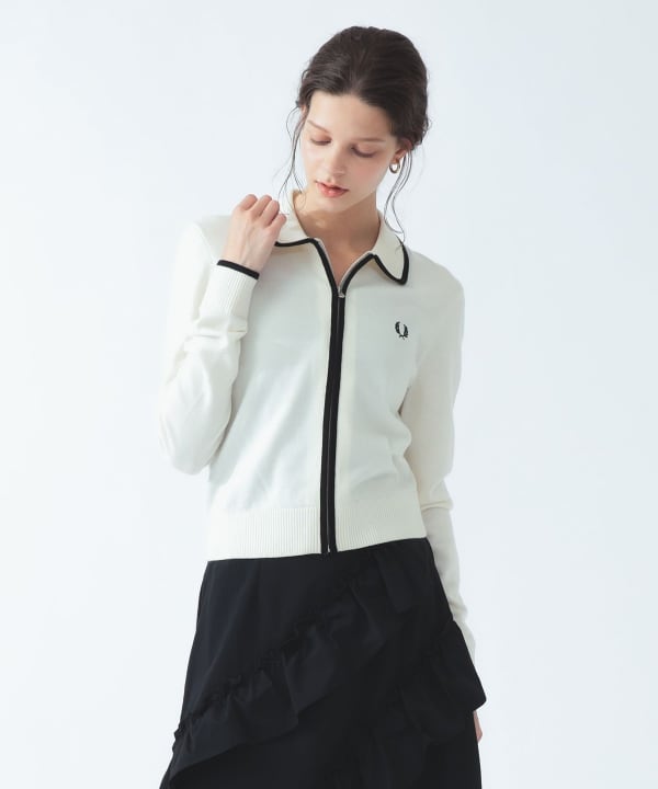 【ポップアップ開催中】FRED PERRY / ジップ ニット シャツ Model：H170 B82 W58 H85　Size：10