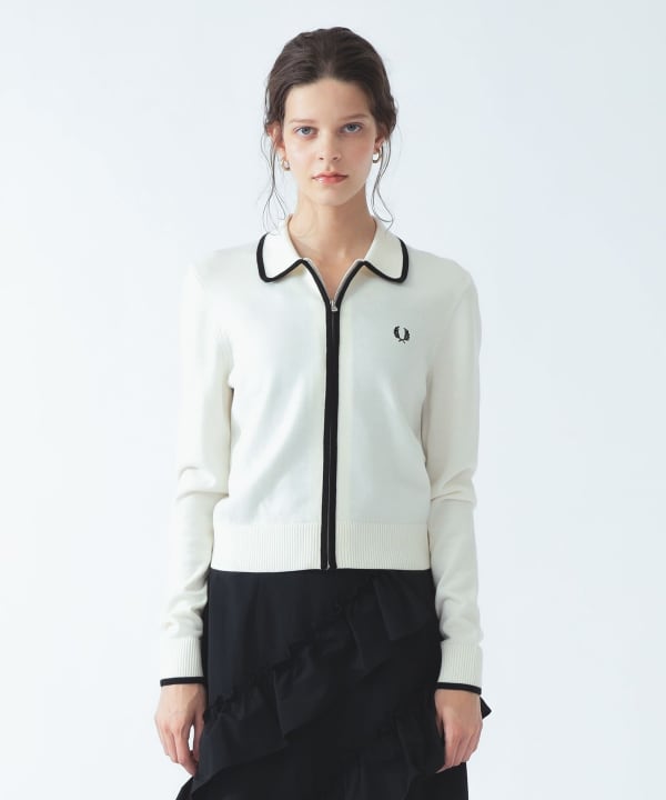 【ポップアップ開催中】FRED PERRY / ジップ ニット シャツ Model：H170 B82 W58 H85　Size：10