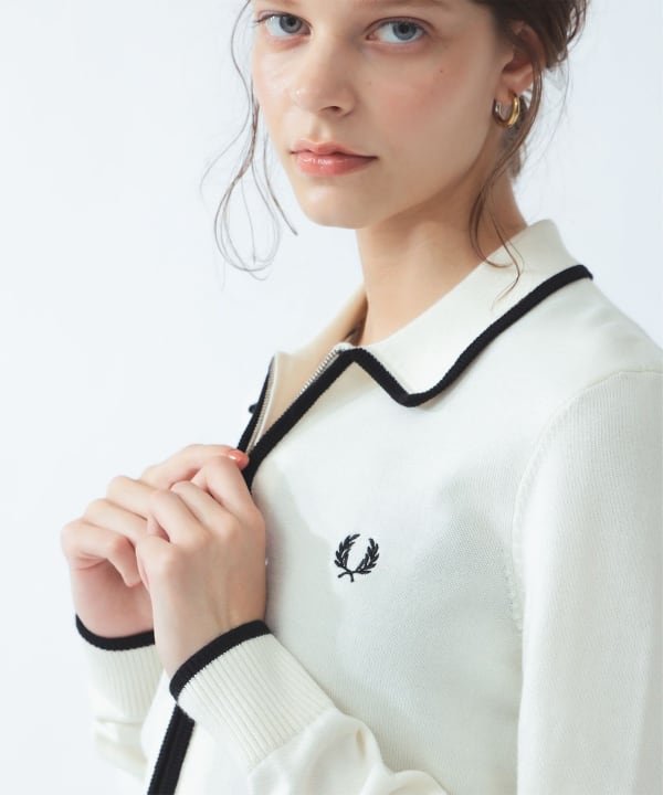 【ポップアップ開催中】FRED PERRY / ジップ ニット シャツ Model：H170 B82 W58 H85　Size：10