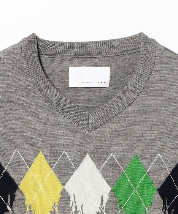 sawa takai / Drip Argyle Pullover