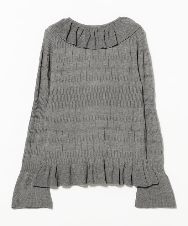 Ribbed Ruffle V-Neck Cardigan