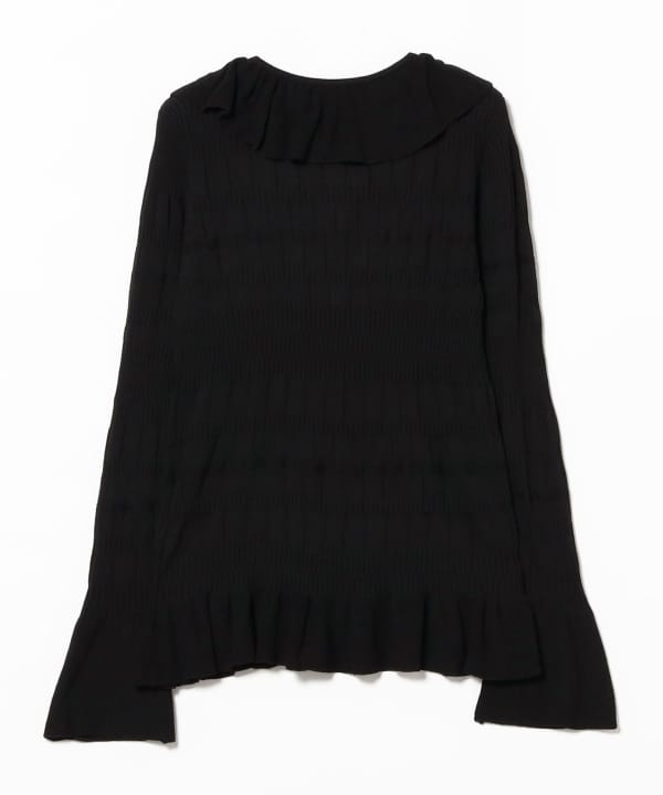 Ribbed Ruffle V-Neck Cardigan