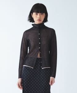 【+10%ポイントUP】シアー レイヤー タートル カーディガン