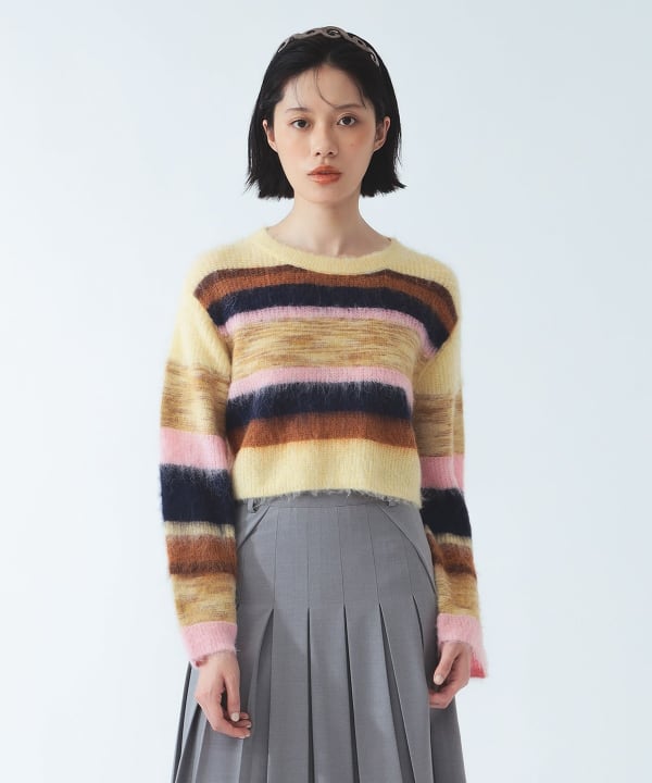 ミックス マルチボーダー クルーネック Model：H177 B77 W59 H87　Size：ONE SIZE