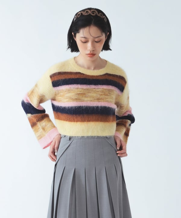 ミックス マルチボーダー クルーネック Model：H177 B77 W59 H87　Size：ONE SIZE