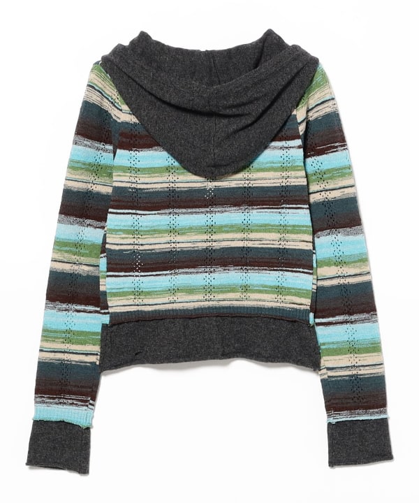ANDERSSON BELL / LAYERED MULTI-STRIPE HOODED CARDIGAN