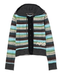 ANDERSSON BELL / LAYERED MULTI-STRIPE HOODED CARDIGAN