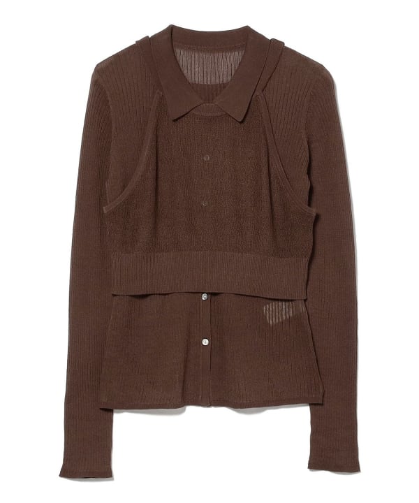 Camisole Set, Ribbed Polo Cardigan