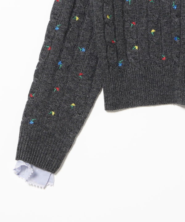 MUVEIL / ミックス フラワー 刺繍 ニット プルオーバー