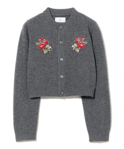 VIVIANO / ROSE HAND BRODERIE POLO CARDIGAN