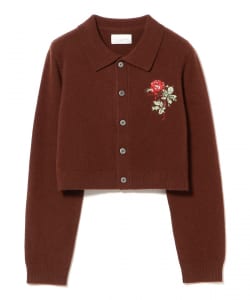 VIVIANO / Rose Hand Broderie Polo Cardigan