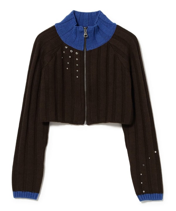 ANDERSSON BELL / STUDDED WIDE RIB CROP ZIP-UP