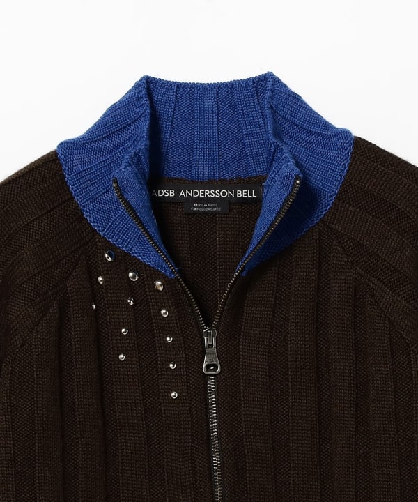 ANDERSSON BELL / STUDDED WIDE RIB CROP ZIP-UP