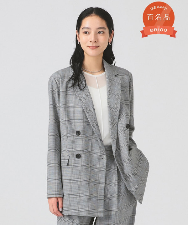 BEAMS+ ダブル ジャケット グレンチェック Ray BEAMS（レイ ビームス）チェック 4ボタン ダブル ジャケット
