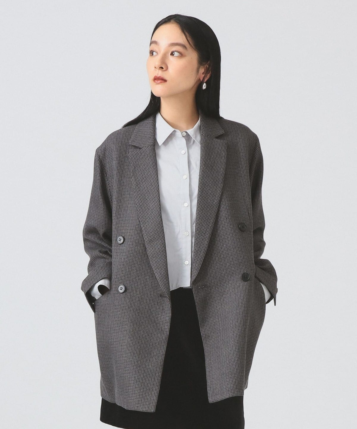 チェック オーバー ジャケット ジャケット WOMEN GREY 0 チェック オーバー ジャケット ジャケット WOMEN GREY 0