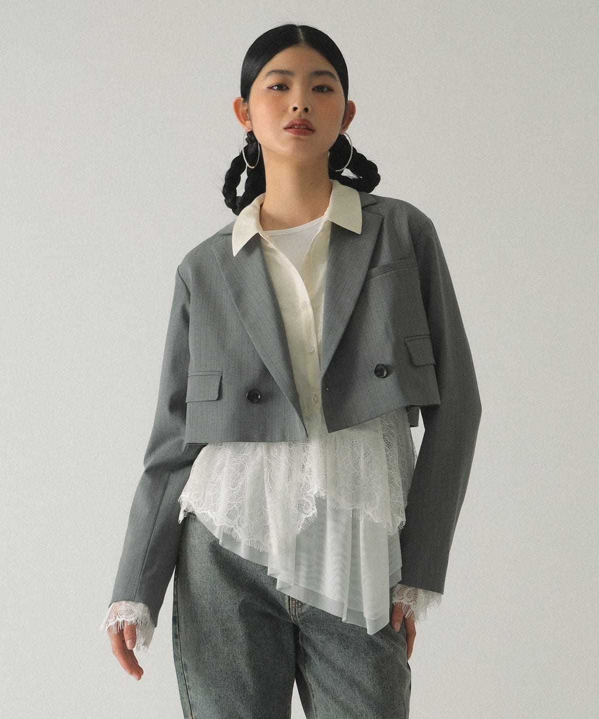 Ray BEAMS（レイ ビームス）2ボタン W クロップド ジャケット