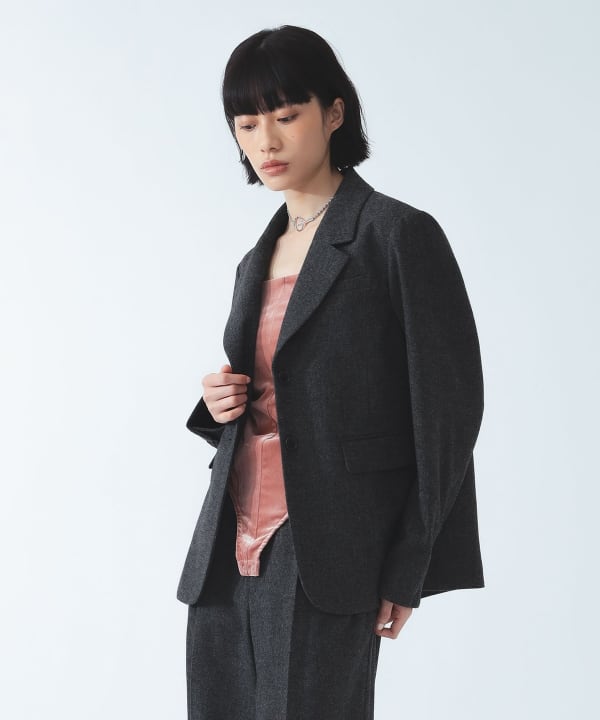 ホームスパン シングル ジャケット Model：H177 B77 W59 H87　Size：（画像の商品はサンプル用サイズのため実際のサイズ感と異なります）