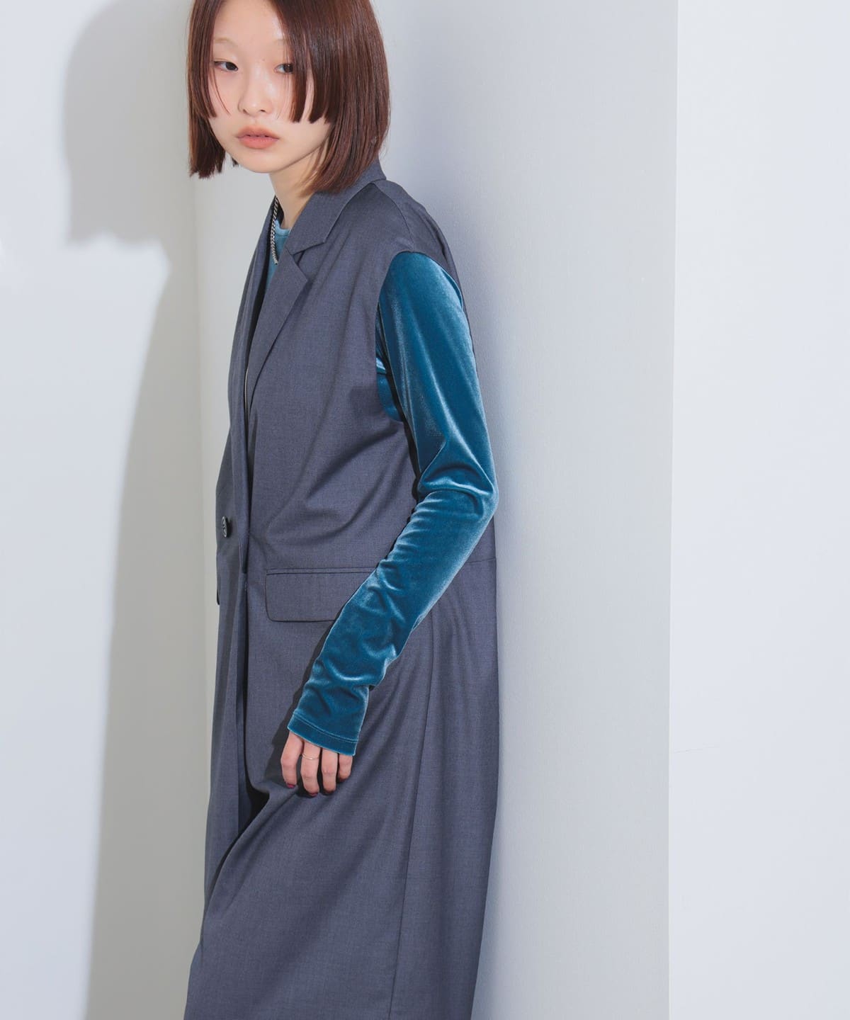 Ray BEAMS（レイ ビームス）テーラードカラー サロペット