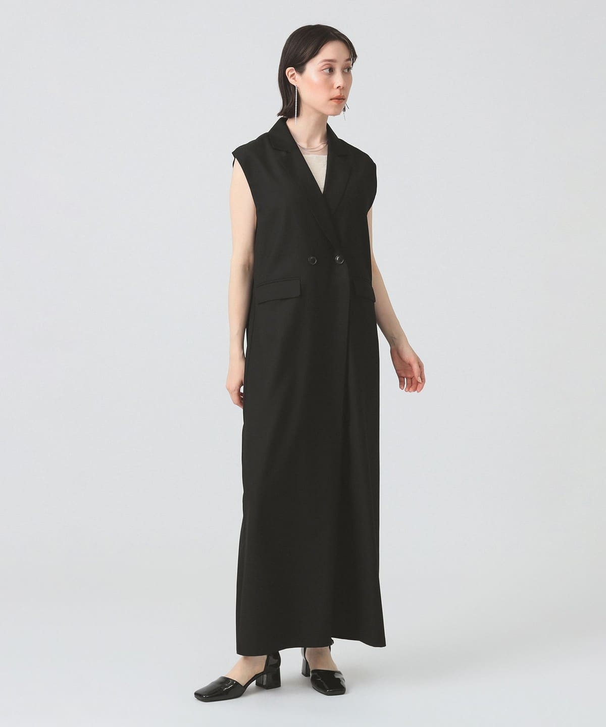 Ray BEAMS テーラードカラー サロペット グレー 1 Ray BEAMS（レイ ビームス）テーラードカラー サロペット