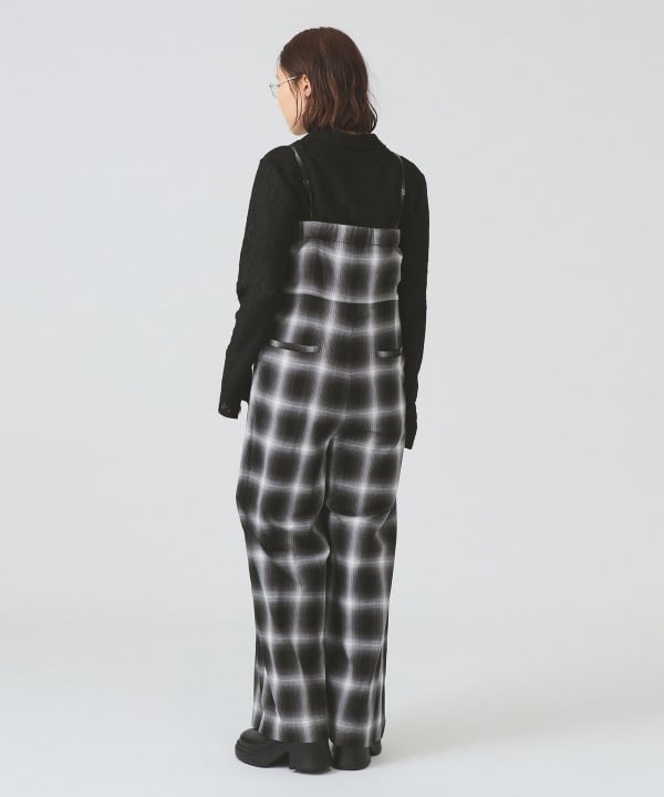 Ray BEAMS チェック ワイド サロペット　オールインワン　タグ付き Ray BEAMS チェック ワイド サロペット オールインワン タグ付き