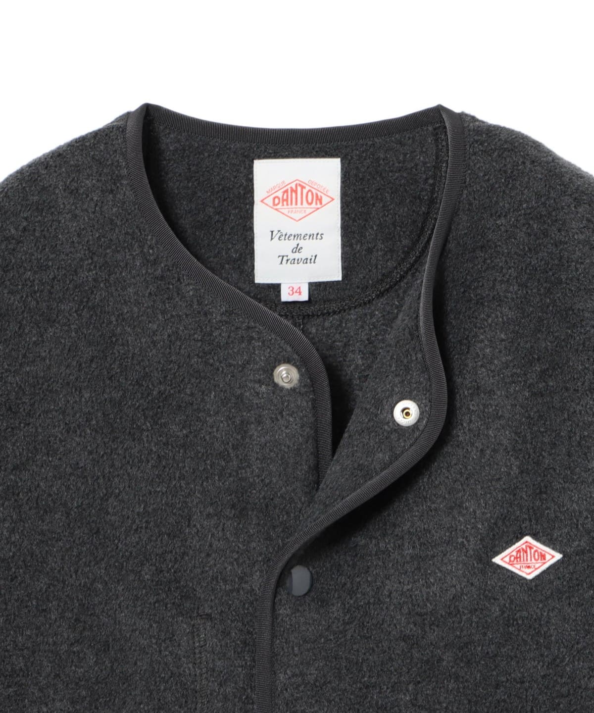 DANTON ネイビー フリースジャケット Ray BEAMS（レイ ビームス）DANTON / FLEECE COLLARLESS JACKET