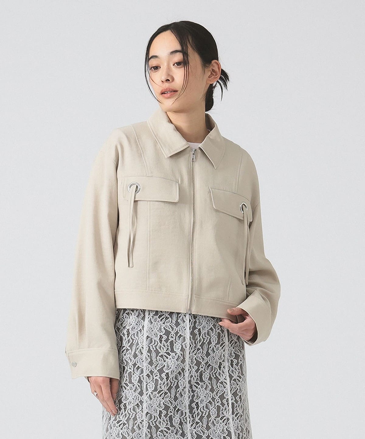 ハトメフラップ ブルゾン ブルゾン WOMEN BEIGE 0 ハトメフラップ ブルゾン ブルゾン WOMEN BEIGE 0