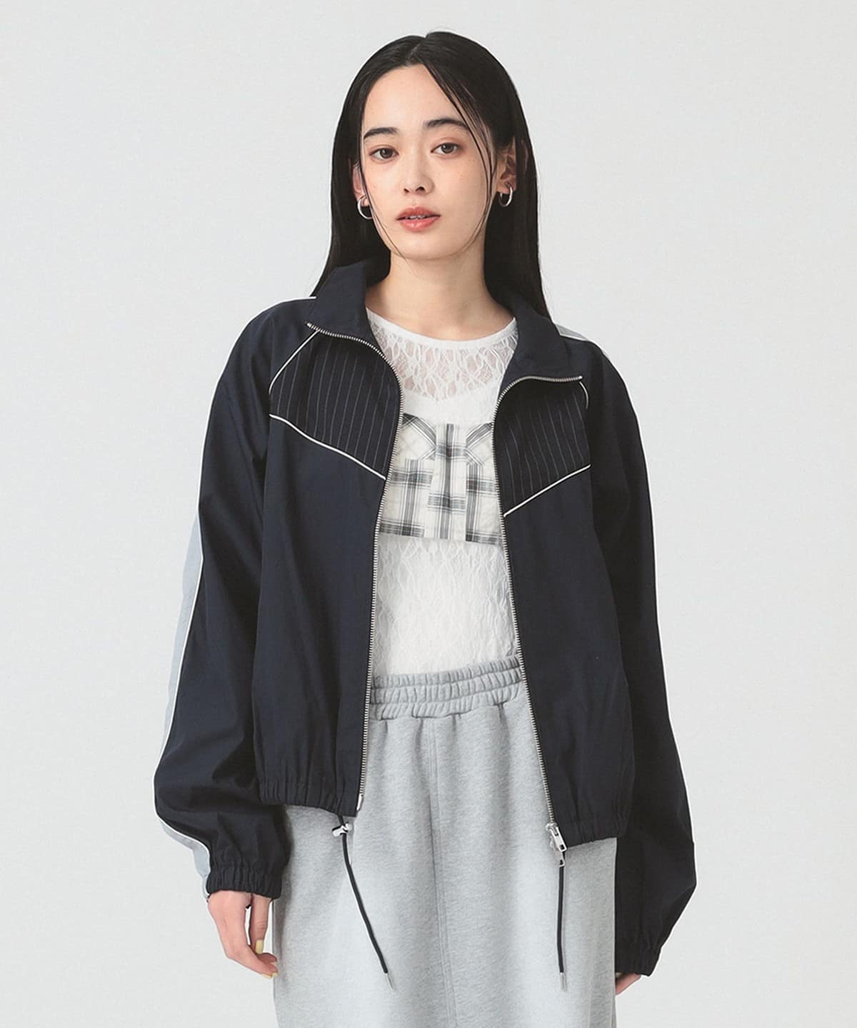 【5/8新規値下げ】ストライプ キリカエ トラックジャケット ブルゾン WOMEN NAVY 0 【5/8新規値下げ】ストライプ キリカエ トラックジャケット ブルゾン WOMEN NAVY 0