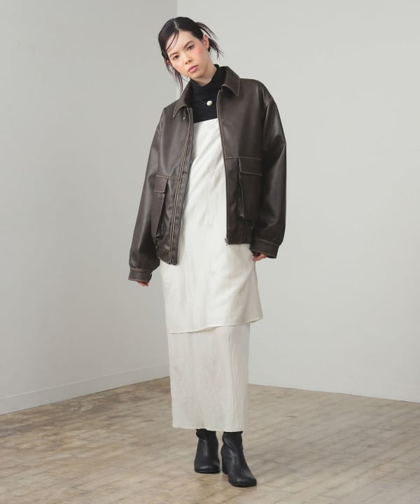 Ray BEAMS（レイ ビームス）フェイクレザー フライト ジャケット