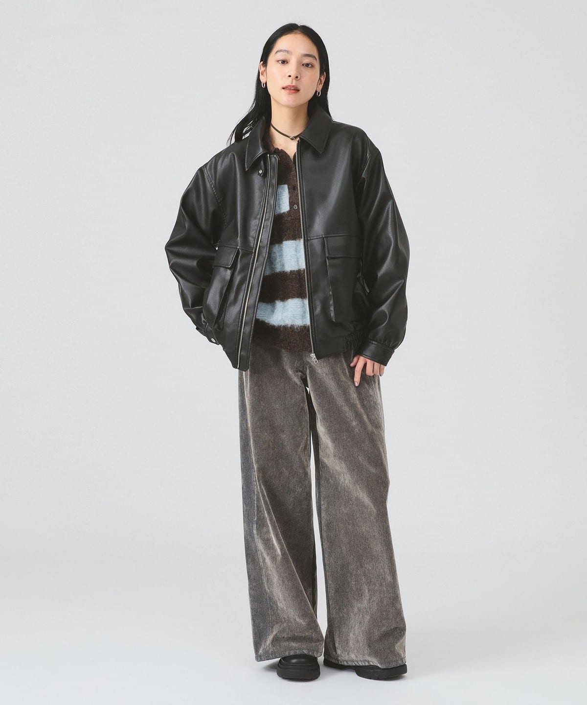 Ray BEAMS（レイ ビームス）フェイクレザー フライト ジャケット