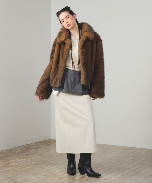 Ray BEAMS オレンジ ファーコート ショート丈 Ray BEAMS オレンジ ファーコート ショート丈 Ray BEAMS