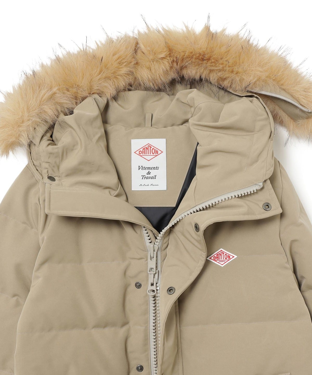 極美品 DANTON ショートダウンジャケット ファー着脱可能 S ベージュ BEAMS SELECTION for WOMEN（ビームス セレクション for ウィメン