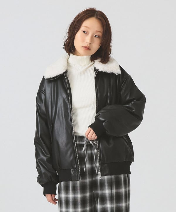 Ray BEAMS ベージュ レザージャケット M Ray BEAMS ベージュ レザー