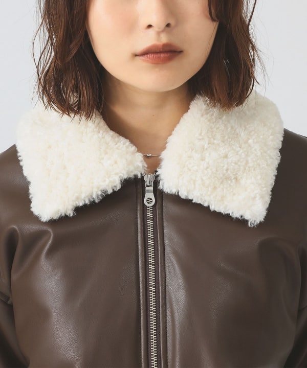 Ray BEAMS（レイ ビームス）フェイクレザー ナカワタボマー ブルゾン