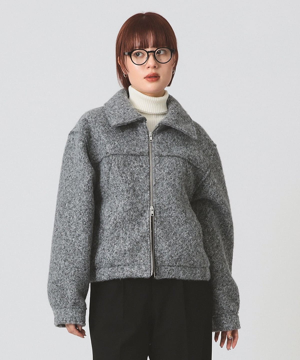 ループ シャギー ジップ ブルゾン ブルゾン WOMEN GREY 0