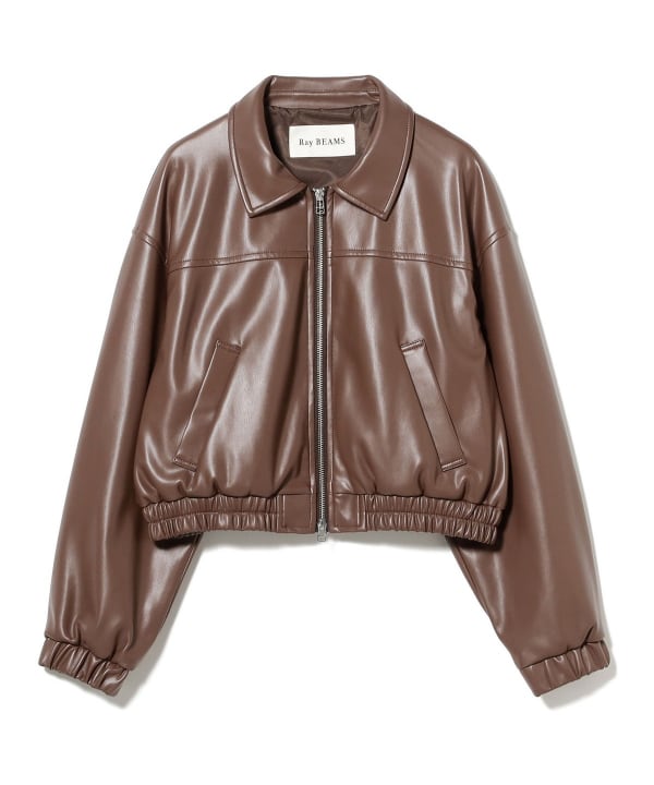 Ray BEAMS（レイ ビームス）フェイクレザー ジップ ブルゾン（ブルゾン