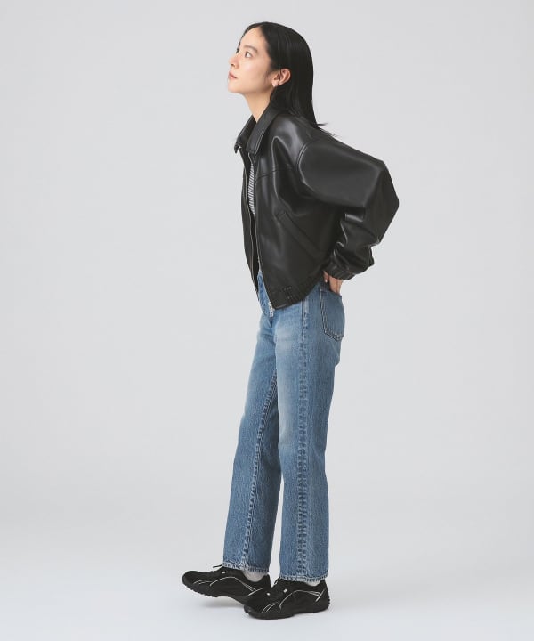 Ray BEAMS（レイ ビームス）フェイクレザー ジップ ブルゾン（ブルゾン