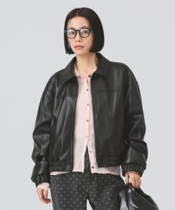 フェイクレザー ジップ ブルゾン