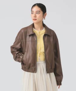 フェイクレザー ジップ ブルゾン