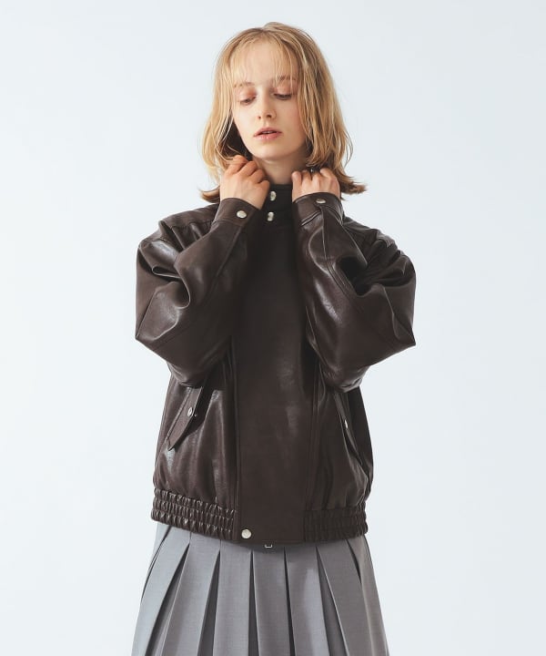 フェイクレザー ライダース ジャケット Model：H172 B73 W57 H88　Size：（画像の商品はサンプル用サイズのため実際のサイズ感と異なります）