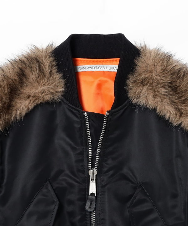 JOHN LAWRENCE SULLIVAN / NYLON BOMBER JACKET WITH BACK FUR