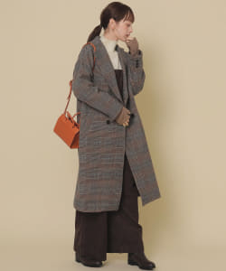 Ray BEAMS / 女裝 格紋 雙排釦 徹斯特 大衣
