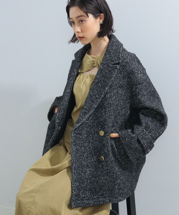 Ray BEAMS Ray BEAMS Ray BEAMS / Tweed double half coat (coats and 