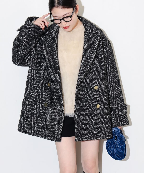 Ray BEAMS Ray BEAMS Ray BEAMS / Tweed double half coat (coats and