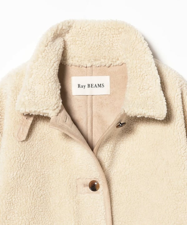 Ray BEAMS (Ray BEAMS) Boa Stand Collar Half Coat (Coats Ray BEAMS (Ray BEAMS) Boa Stand Collar Half Coat (Coats