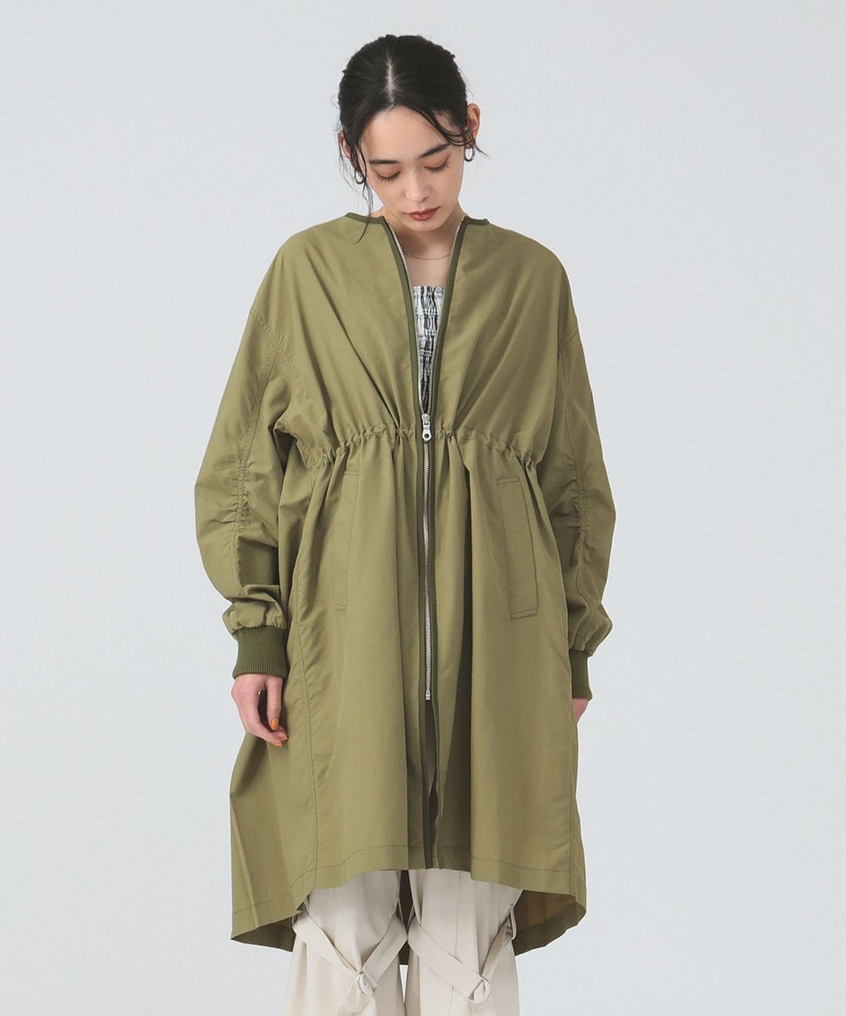 バックタック ジップ コート コート WOMEN OLIVE ONE SIZE バックタック ジップ コート コート WOMEN OLIVE ONE SIZE
